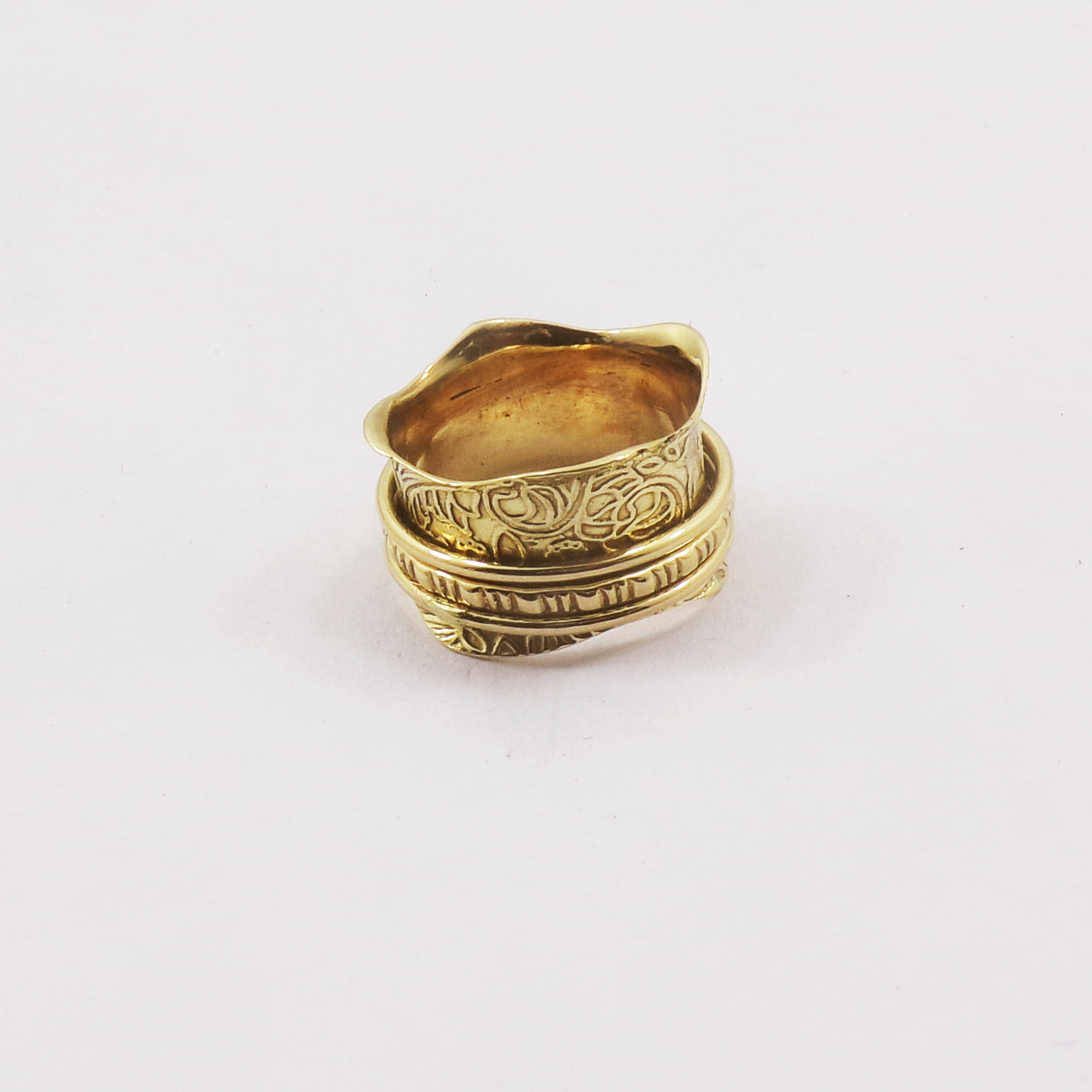 Ring Size - 7 Brass Spinner Ring B - BSPR998 18K Gold Plated Brass Spinner Challa Fashion Finger Ring